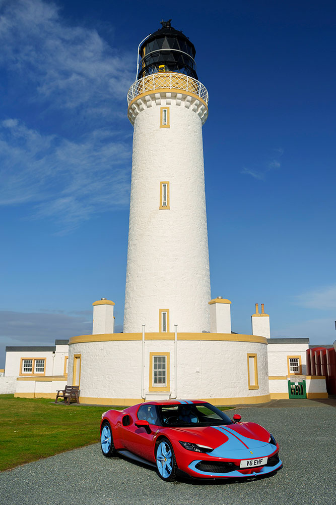 photograph of a Ferrari at Mull of Galloway lighthouse